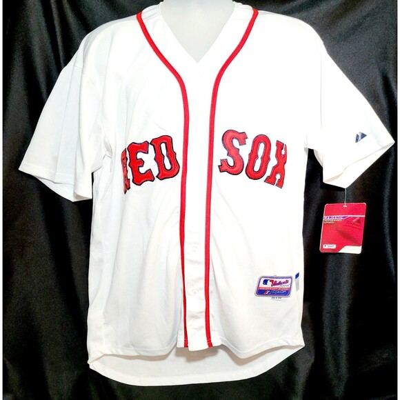 BOSTON RED SOX MAJESTIC STITCHED ONFIELD MLB #40 Jersey White Size 48 *flaw* NWT - Picture 9 of 11